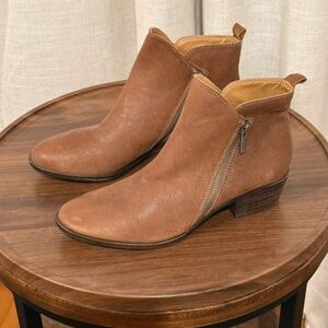 Lucky Brand Brown Suede Ankle Booties with Side Zip
